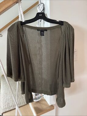 89th & Madison Olive Green Open-Knit Cardigan